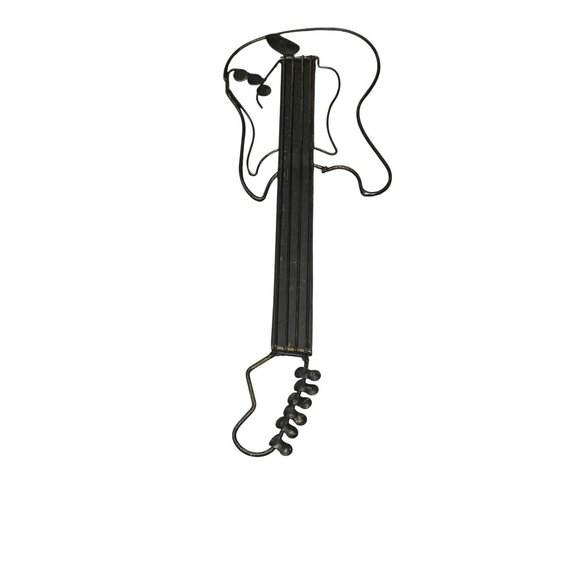 Metal Guitar Wall Art Decor - Music Themed Black Wall Hanging - Picture 1 of 12